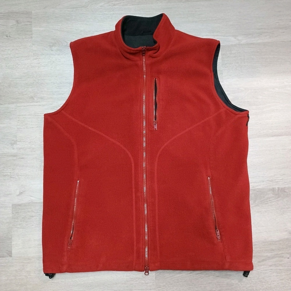 Eddie Bauer Fleece Lined Vest Red Wind Cutter Men's Tall Large